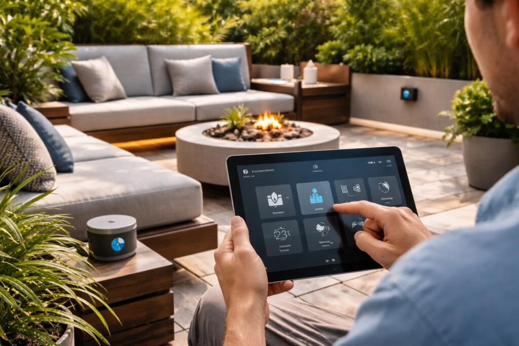 découvrez comment transformer votre terrasse en un espace connecté et intelligent grâce à une tablette windows, pour piloter facilement vos équipements d'extérieur.