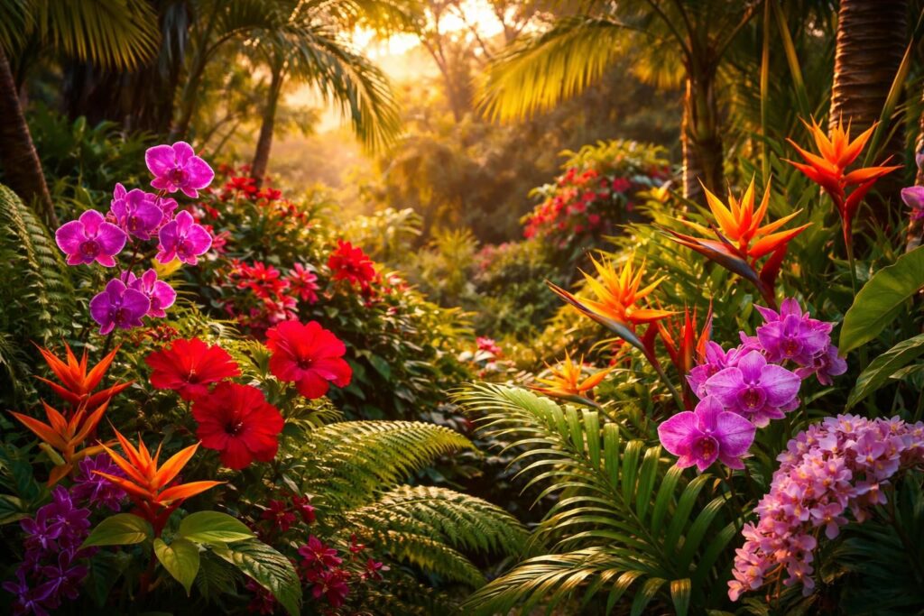 découvrez une sélection de noms de fleurs et plantes exotiques pour transformer votre jardin en un véritable paradis tropical, avec des conseils d'entretien et d'aménagement.