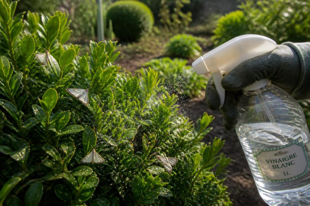découvrez comment utiliser le vinaigre blanc pour traiter efficacement le pyrale du buis dans votre jardin et protéger vos plantes naturellement.