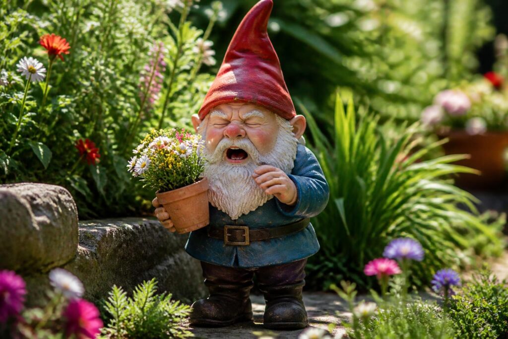 ajoutez une touche d'humour à votre jardin avec le nain atchoum, une décoration originale qui apportera sourire et charme à vos espaces verts.