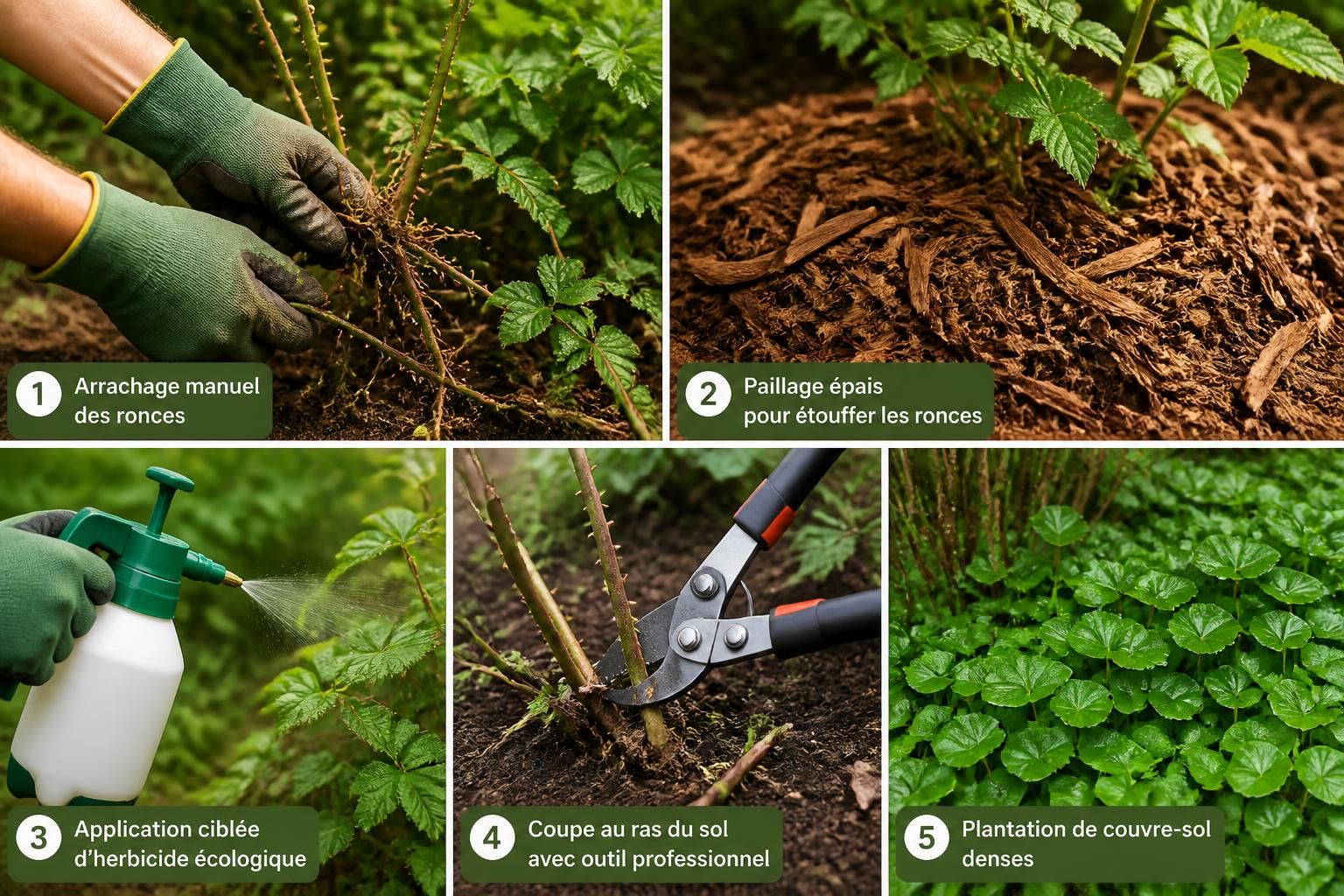découvrez 5 astuces efficaces pour éliminer les ronces de votre jardin et retrouver un espace propre et agréable facilement.